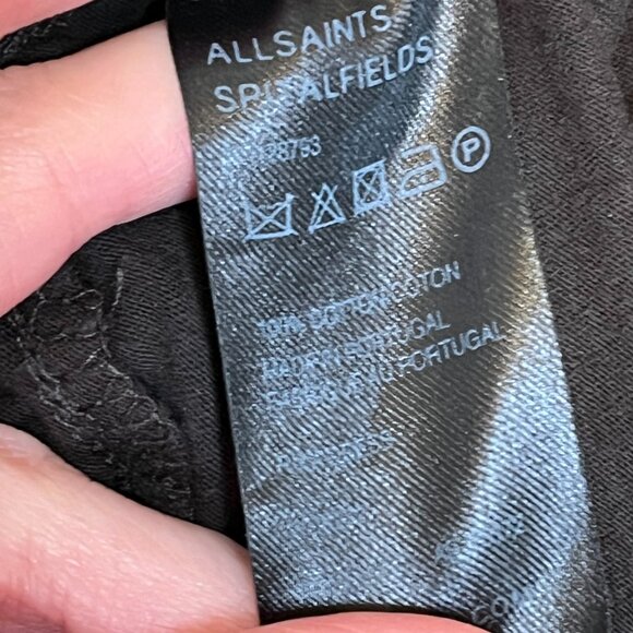 Allsaints Strappy Mummy Dress Black Size 12 Medium Cotton Fringe Tattered Gothic - Picture 14 of 15